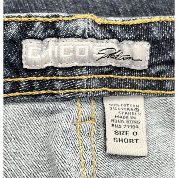 Chico's Women's Platinum Denim Quartz Jeans Blue Size 0 Short Straight Leg - Picture 14 of 16